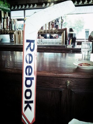 Goalie stick at local pub